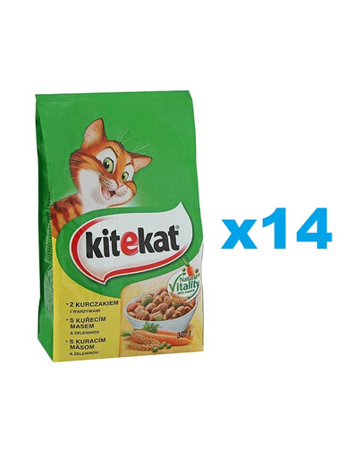 KITEKAT Natural Vitality z Kurczakiem i Warzywami 14x300 g - sucha karma dla kotów