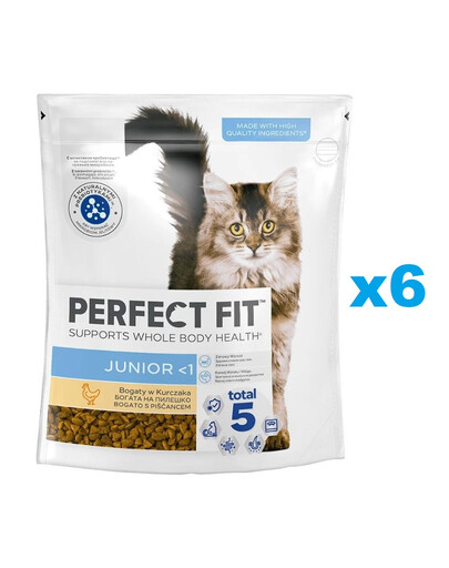 PERFECT FIT (Junior) 6x750 g Bogaty w kurczaka - sucha karma dla kociąt