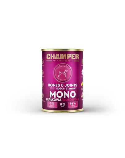 CHAMPER Bones Joints Beef 400 g karma monobiałkowa z wołowiną dla psa