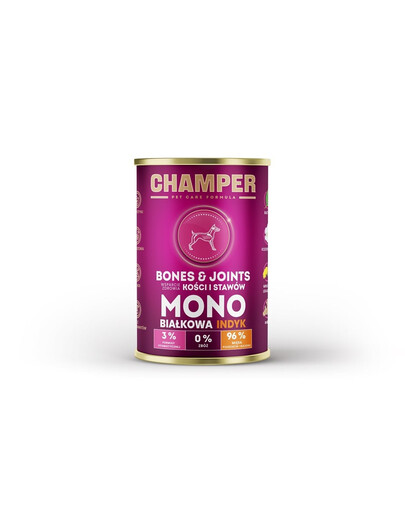 CHAMPER Bones Joints Turkey 400 g karma monobiałkowa z indykiem dla psa