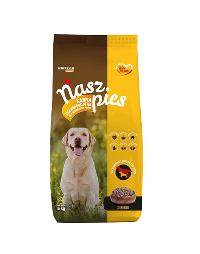BIOFEED NASZ PIES Drób 15 kg karma dla psów średnich i dużych ras
