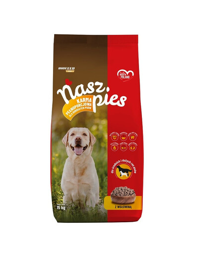 BIOFEED NASZ PIES Wołowina 15 kg karma dla psów średnich i dużych ras