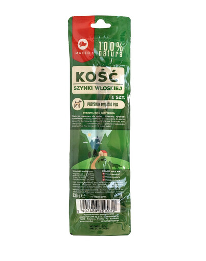 MACED 100% Natura Kość z szynki włoskiej 1 szt. naturalny przysmak dla psów