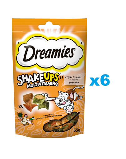 DREAMIES ShakeUps Multivitamins 6x55g przysmak z kurczakiem, kaczką i kocimiętką dla kota