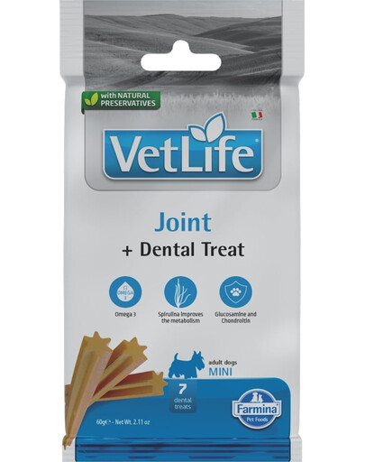 FARMINA Vet Life Dental Treat Joint Adult Mini Dog dentystyczny przysmak dla małych psów 60 g (7 szt)