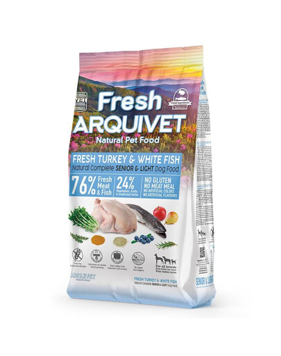 ARQUIVET Fresh Senior Light Indyk i biała ryba 2,5 kg półwilgotna karma dla seniorów wszystkich ras