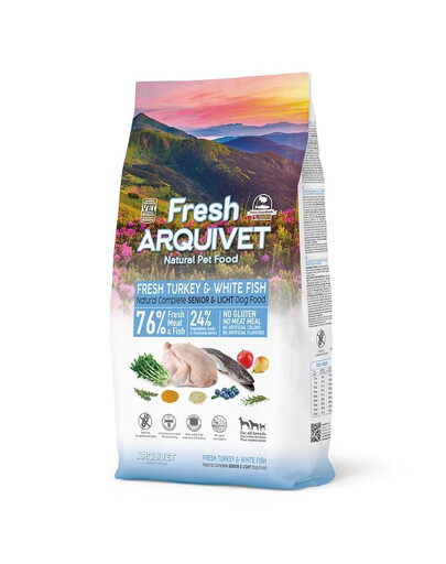 ARQUIVET Fresh Senior Light Indyk i biała ryba 10 kg półwilgotna karma dla seniorów wszystkich ras