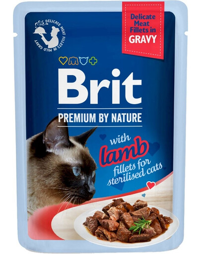 BRIT Premium By Nature Fillets in Gravy with Lamb for Sterilized cats 24x85g mokra karma dla sterylizowanych kotów z jagnięciną