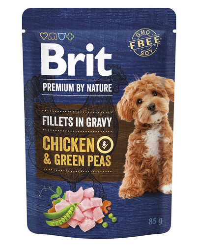 BRIT Premium By Nature Fillets in Gravy Chicken and Green Peas 24x85g mokra karma z kurczakiem i zielonym groszkiem dla psów