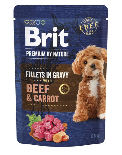BRIT Premium By Nature Fillets in Gravy Beef and Carrot 24x85g mokra karma z wołowiną i marchewką dla psów