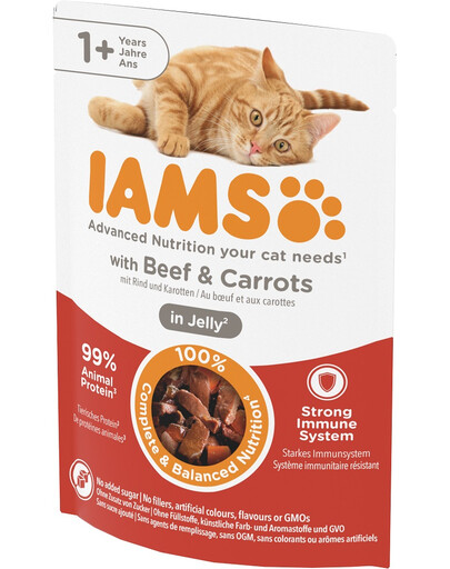 IAMS Cat Delights Beef & Carrots Jelly 85g -mokra karma dla kotów