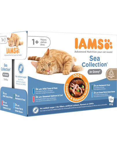 IAMS Cat Delights Adult All Breeds Sea In Gravy 12 X 85 g mokra karma w saszetkach dla kotów