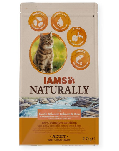 IAMS Naturally Adult Cat with North Atlantic Salmon & Rice 2,7 kg karma dla kota