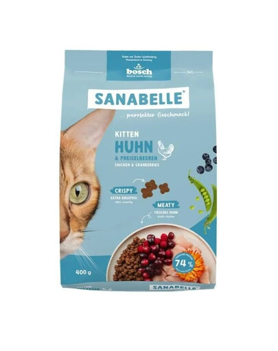 SANABELLE Kitten Kurczak Wsparcie dla rosnących kociąt oraz kotek ciężarnych i karmiących 400 g