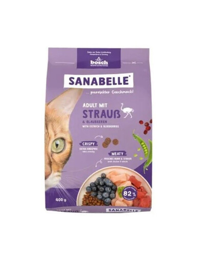 SANABELLE Adult Ostrich dla dorosłych kotów ze strusiem 400 g