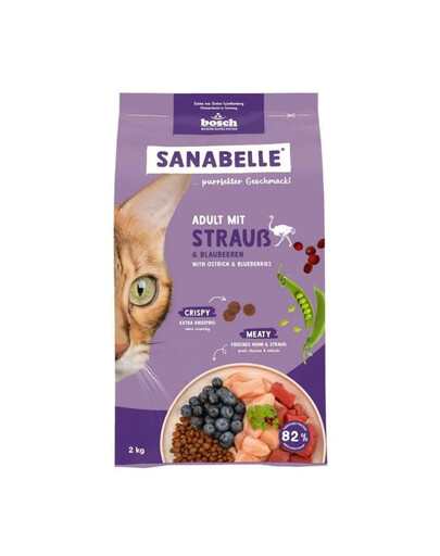 SANABELLE Adult Ostrich dla dorosłych kotów ze strusiem 2 kg