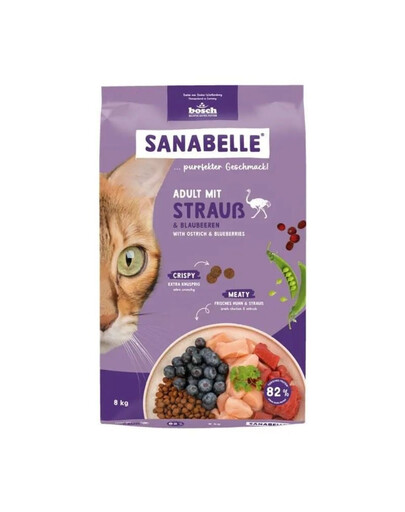 SANABELLE Adult Ostrich dla dorosłych kotów ze strusiem 8 kg