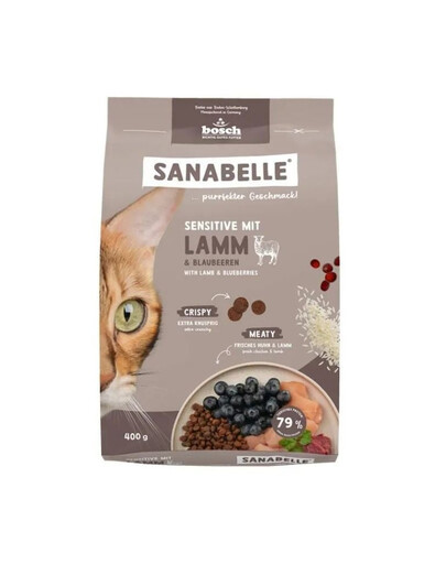 SANABELLE Sensitive Jagnięcina Wsparcie dla kotów o wrażliwym przewodzie pokarmowym 400 g