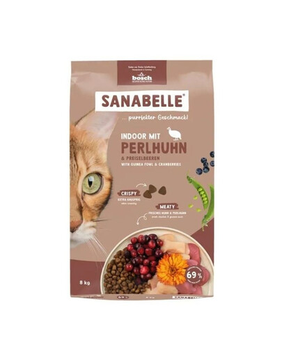 SANABELLE Indoor Perliczka z perliczką dla kotów niewychodzących8 kg
