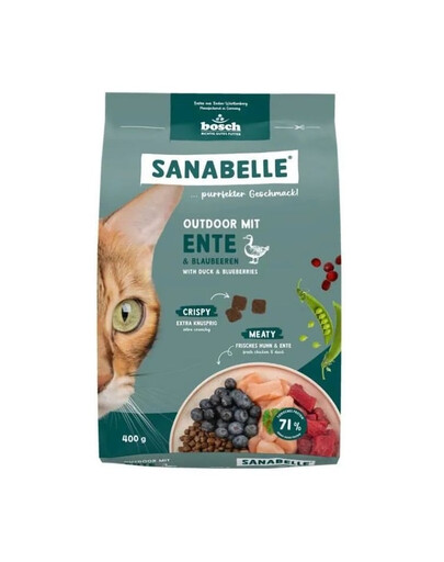 SANABELLE Outdoor z kaczką dla dorosłych kotów wychodzących 400 g