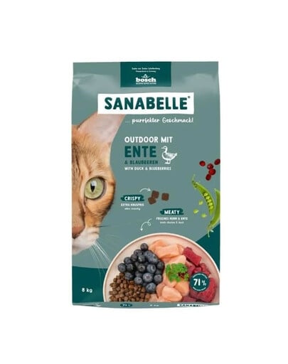 SANABELLE Outdoor z kaczką dla dorosłych kotów wychodzących 8 kg