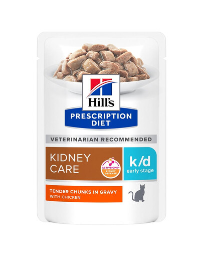 HILL'S Prescription Diet Feline k/d Kidney Care Early Stage saszetki 12x85 g z kurczakiem dla kotów do ochrony funkcji nerek