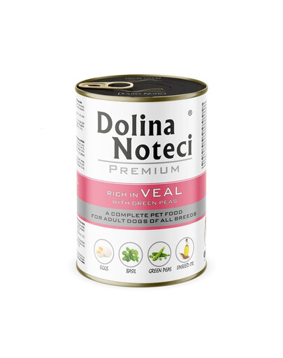 DOLINA NOTECI Premium Rich in Veal dla dorosłych psów z cielęciną i zielonym groszkiem 400 g