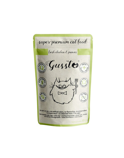 vGUSSTO Super-premium Cat Fresh Chicken Prawns 85 g Kurczak z krewetkami mokra karma dla kota kurczak z krewetkami