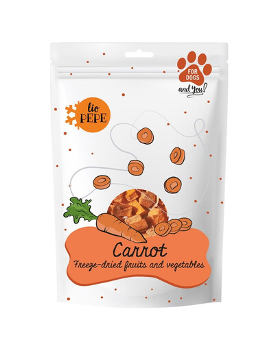 PAKA ZWIERZAKA PEPE Freeze-dried vegetables Carrot 25 g Marchewka Liofilizowane warzywa dla psa