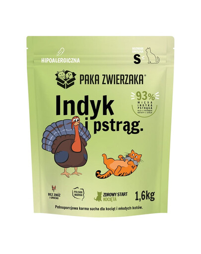 PAKA ZWIERZAKA Indyk z pstrągiem S 1,6 kg sucha karma dla kociąt