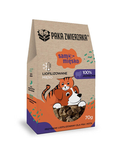 PAKA ZWIERZAKA Samo mięsko 100% jagnięcina 70 g przysmak liofilizowany dla psa i kota