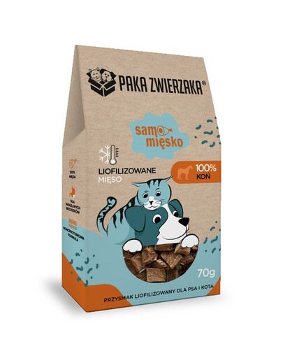 PAKA ZWIERZAKA Samo mięsko 100% koń 70 g przysmak liofilizowany dla psa i kota