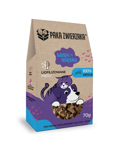 PAKA ZWIERZAKA Samo mięsko 100% królik 70 g przysmak liofilizowany dla psa i kota
