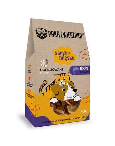 PAKA ZWIERZAKA Samo mięsko 100% tuńczyk 70 g przysmak liofilizowany dla psa i kota
