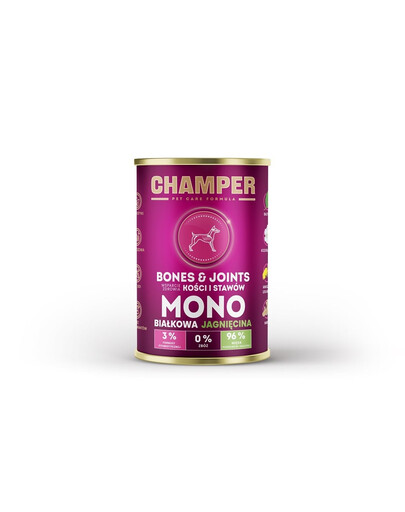 CHAMPER Bones Joints Jagnięcina monobiałkowa karma dla psa 6 x 400 g (5+1 GRATIS)