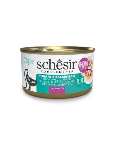 SCHESIR Complements Tuna wirh seabream in broth 70 g mokra karma w bulionie z tuńczykiem i doradą