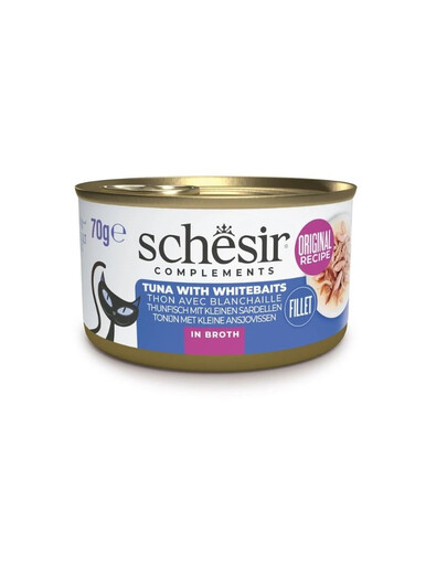 SCHESIR Complements Tuna with whitebaits in broth 70 g mokra karma w bulionie z tuńczykiem i szprotkami
