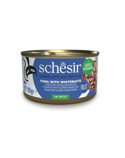 SCHESIR Complete Nutrition Tuna with whitebaits in Jelly 85 g mokra karma dla kota Tuńczyk ze szprotkami w galaretce