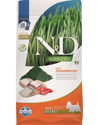 FARMINA N&D Spirulina Adult Mini Herring and Wolfberry 800 g karma dla małych psów