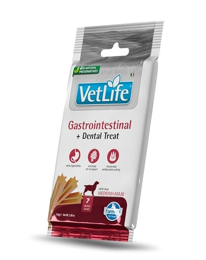 FARMINA Vet Life Dental Treat Gastrointestinal Adult Medium/Maxi Dog dentystyczny przysmak dla psów średnich i dużych ras 100 g (7 szt)