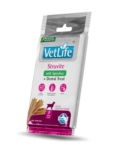 FARMINA Vet Life Dental Treat Struvite Adult Medium/Maxi Dog dentystyczny przysmak dla psów średnich i dużych ras 100 g (7 szt)