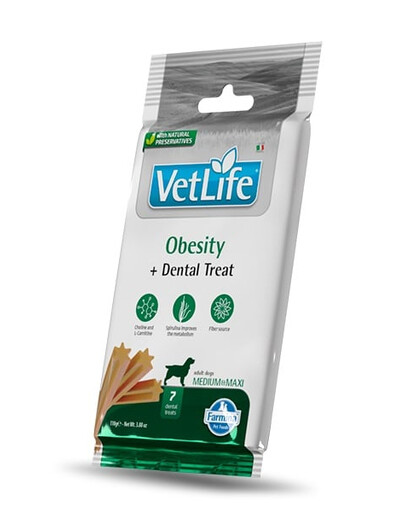 FARMINA Vet Life Dental Treat Obesity Adult Medium/Maxi Dog dentystyczny przysmak dla psów średnich i dużych ras 100 g (7 szt)
