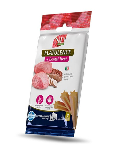 FARMINA N&D Quinoa Dental Treat Flatulence Adult Medium/Maxi Dog dentystyczny przysmak dla psów średnich i dużych ras 100 g (7 szt)