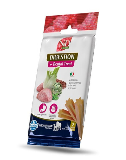 FARMINA N&D Quinoa Dental Treat Digestion Medium/Maxi Dog dentystyczny przysmak dla psów średnich i dużych ras 100 g (7 szt)