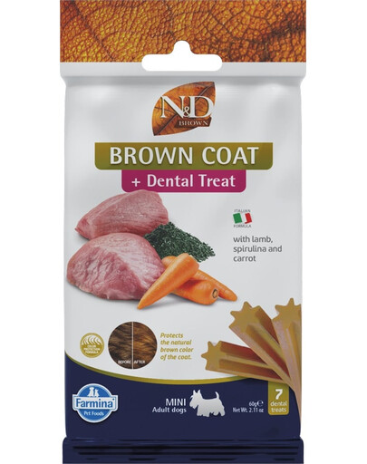 FARMINA N&D Brown Dental Treat Coat Lamb Adult Mini Dog dentystyczny przysmak dla małych psów 60 g (7 szt)