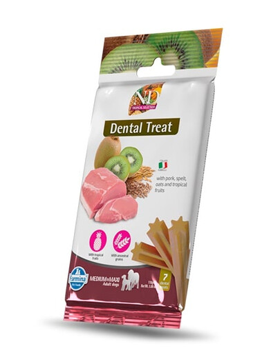 FARMINA N&D Tropical Selection Dental Treat Pork Adult Medium/Maxi Dog dentystyczny przysmak dla psów średnich i dużych ras 100 g (7 szt)