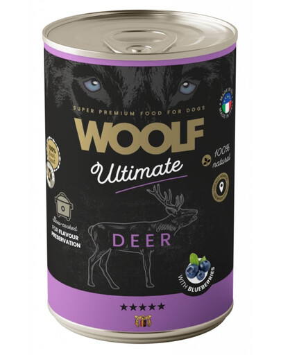 WOOLF Ultimate Deer wilgotna karma dla psów z jeleniną i jagodami 400g