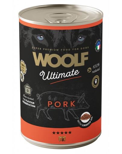 WOOLF Ultimate Pork wilgotna karma dla psów z wieprzowiną i olejem lnianym 400g