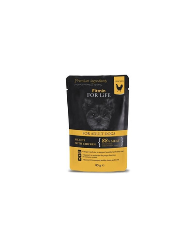 FITMIN For Life Adult Mini Fillets with Chicken Saszetka z kurczakiem i szynką w sosie rozmarynowym 85g