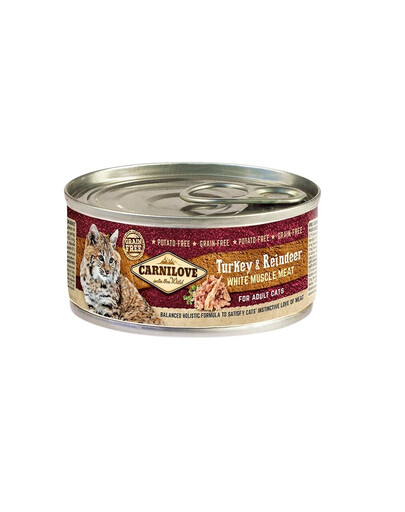 CARNILOVE Turkey and Reindeer for Adult Cat mokra karma dla kotów z indykiem i reniferem 100g